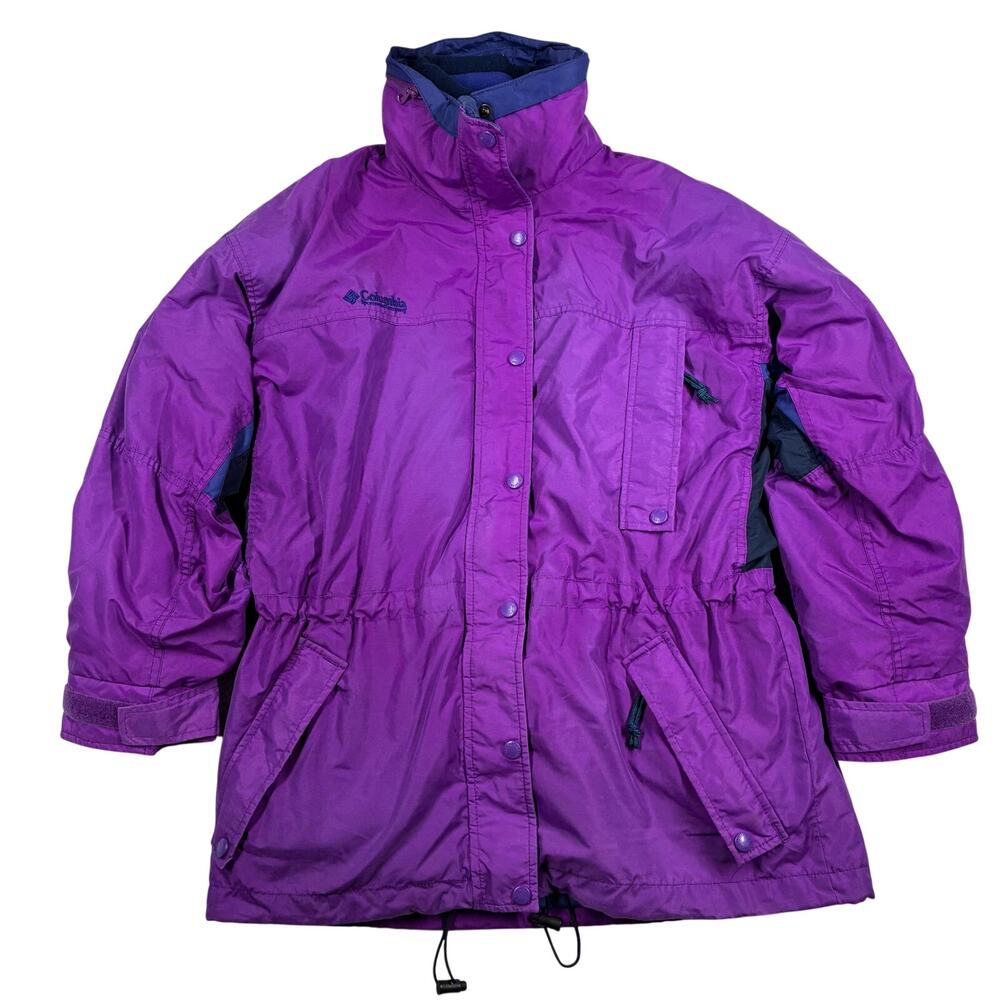 Vintage Columbia Long's Peak Jacket Womens Small Purple Shell Parka Ski Winter